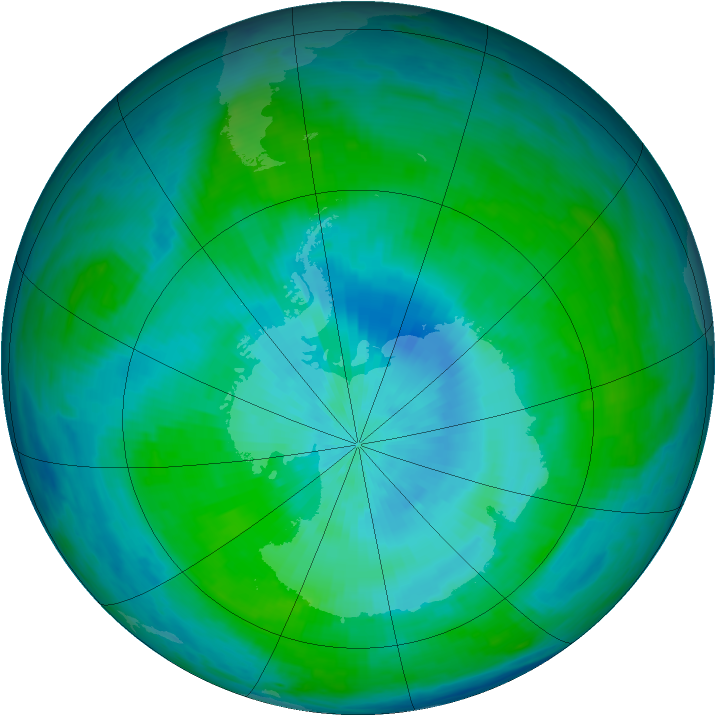 Antarctic ozone map for 25 February 1985